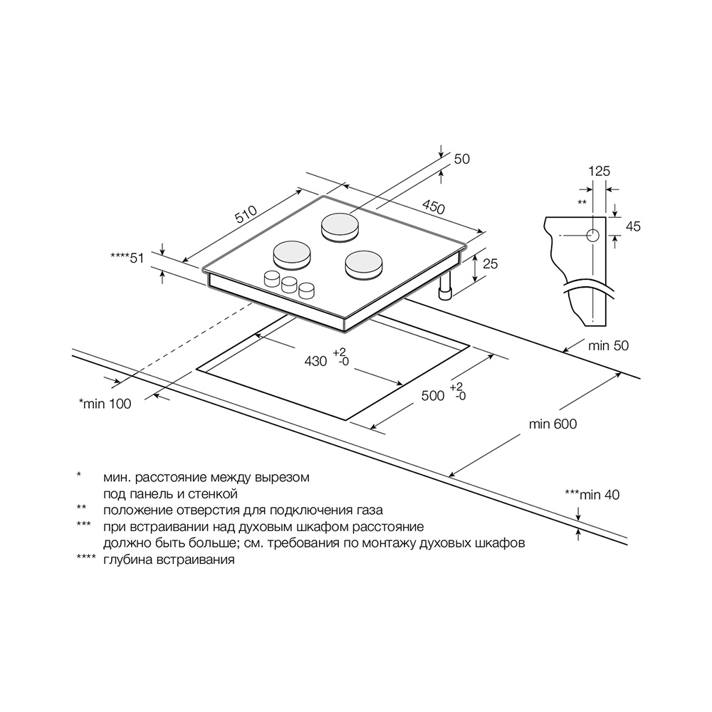 Купить Газовая варочная панель GRAUDE GS 45.1 WM — Фото 2