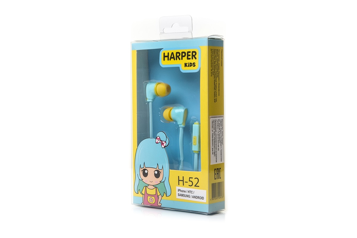 Наушники HARPER KIDS H-52 blue																		 — описание, фото, цены в интернет-магазине PT Stores
