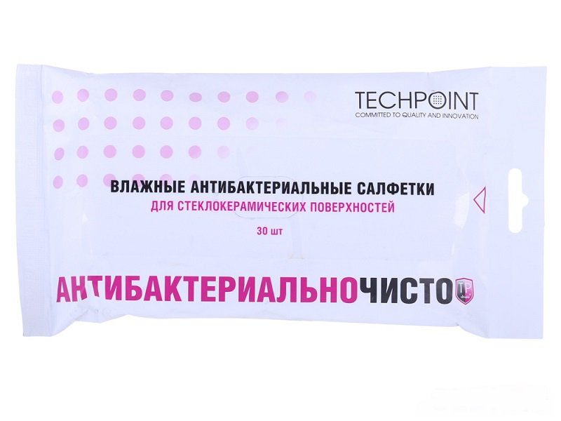 Купить Аксессуары TechPoint Влажные салфетки TechPoint д/стеклокерамики антибактериальные 30шт., арт.8070 — Фото 2