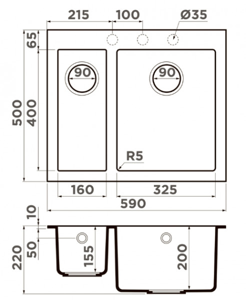 Купить Мойка OMOIKIRI Bosen 59-2-CH Tetogranit/шампань — Фото 2