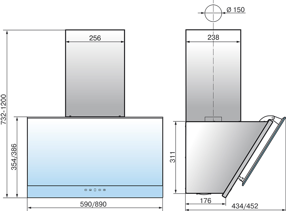 Купить Наклонная вытяжка ELIKOR Жемчуг S4 90П-700-Е4Д перламутр/белый — Фото 3