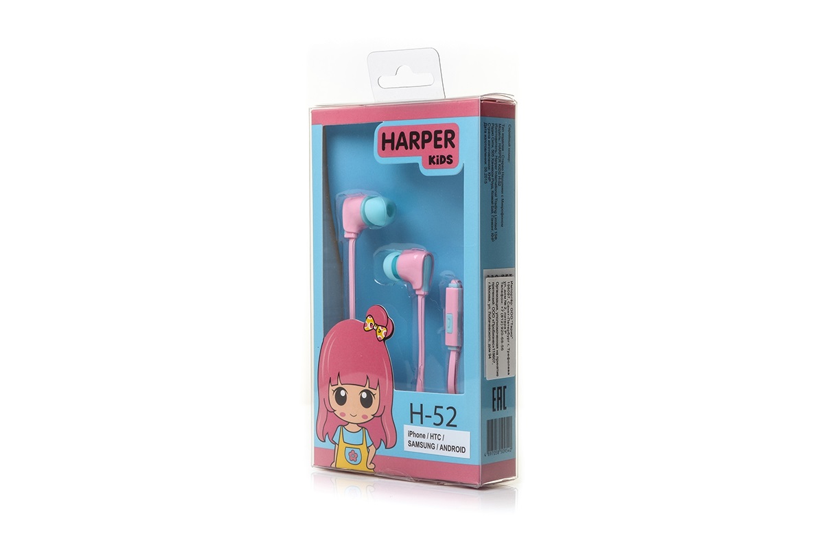 Наушники HARPER KIDS H-52 pink																		 — описание, фото, цены в интернет-магазине PT Stores