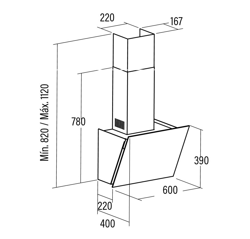 Купить Наклонная вытяжка CATA AGATA 600 G BK — Фото 2