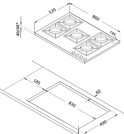 Купить Газовая варочная панель KORTING HGG 9835 CTB — Фото 2
