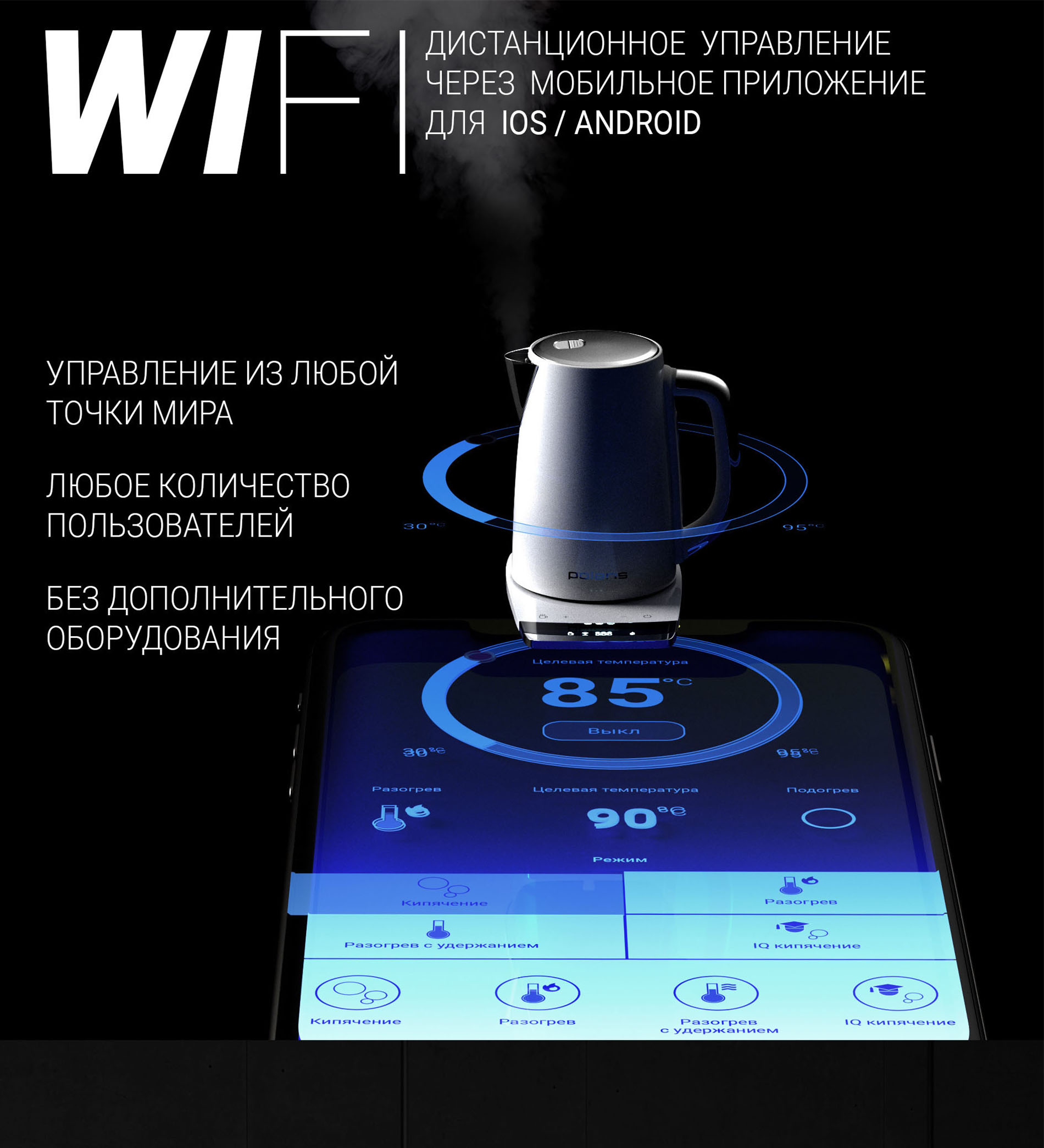 Купить Чайник POLARIS PWK 1755CAD WIFI IQ Home белый — Фото 5