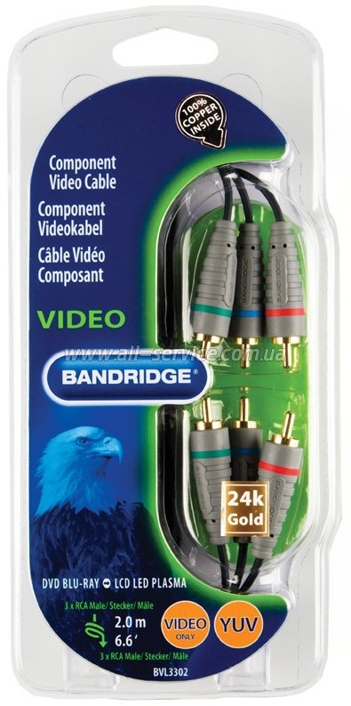  BANDRIDGE BVL3302 3RCA(m)-3RCA(m) 2m																		 — описание, фото, цены в интернет-магазине PT Stores