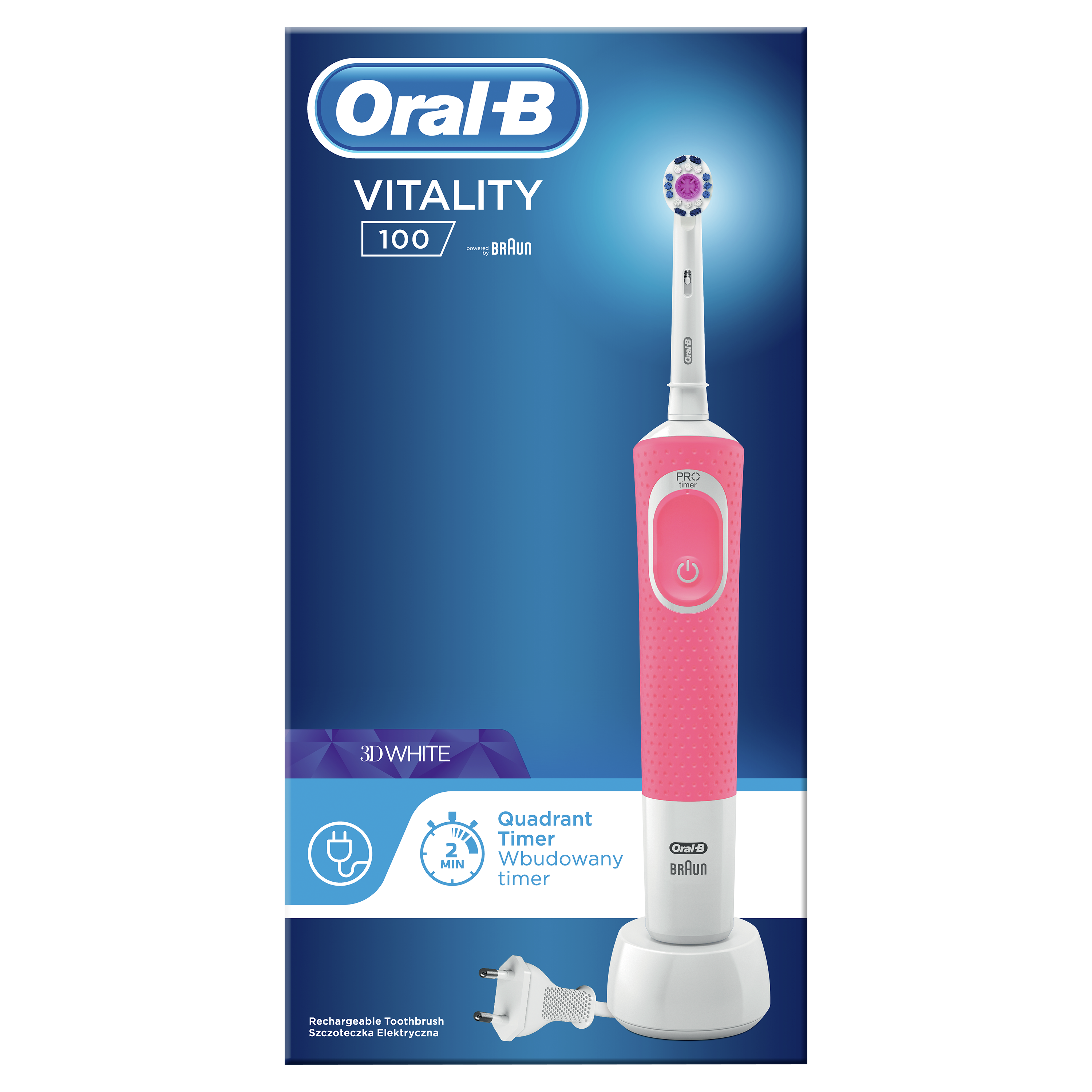 Купить  BRAUN Oral-B Vitality 100 3D White белый  D100. 413.1 — Фото 3