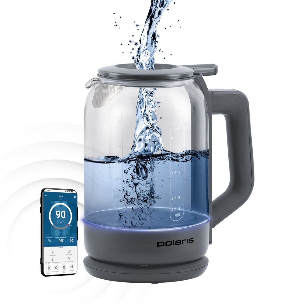 Чайник POLARIS PWK 1720CGLD WIFI  серый																		 — описание, фото, цены в интернет-магазине PT Stores