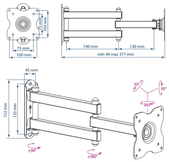 Купить Кронштейн Kromax DIX-15 black — Фото 2