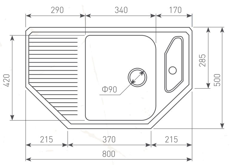 Купить Мойка Zigmund & Shtain Eckig 800 Черн.базальт — Фото 3