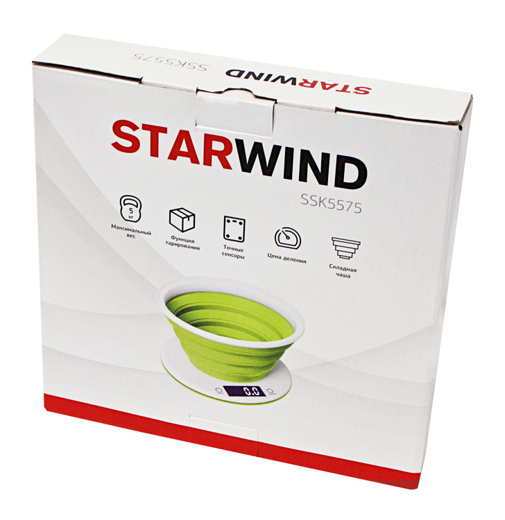 Купить Кухонные весы Starwind SSK5575 белый/зеленый — Фото 4