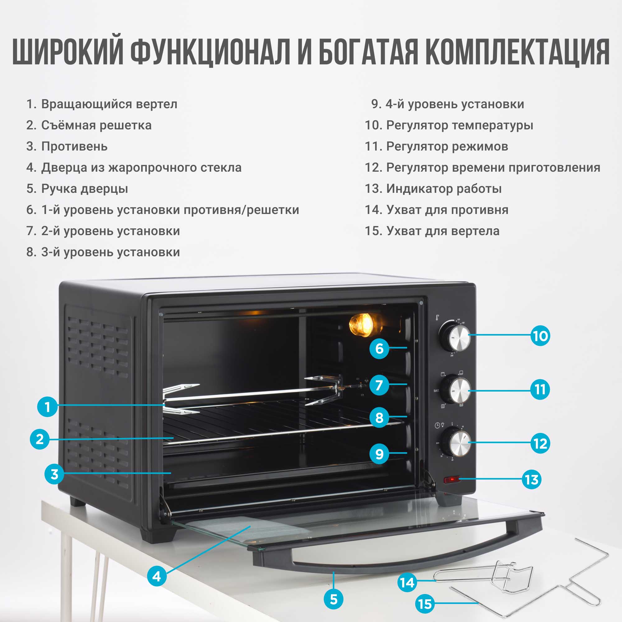 Купить Мини-печь TESLER EOG-4800 BLACK — Фото 8