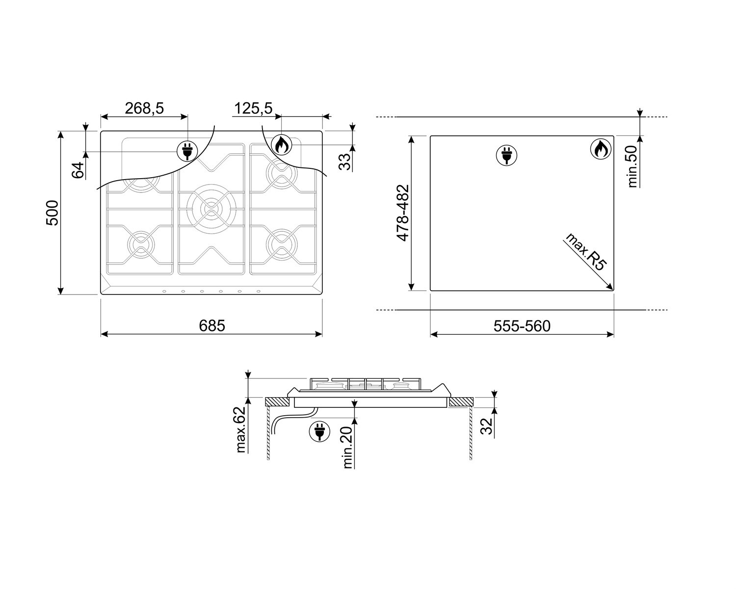 Купить Газовая варочная панель SMEG SR775RA — Фото 2
