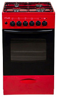 Комбинированная плита Лысьва ЭГ 404 МС-2у Вишневый Стеклянная крышка Реш. чугун