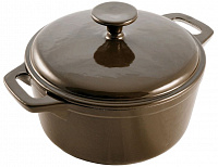 BAUMALU 388063 Котелок круглый с крышкой, чугун, диаметр 10, цвет серо-коричневый