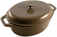BAUMALU 388056 Котелок овальнй с крышкой, чугун, диаметр 12,5, цвет серо-коричневый