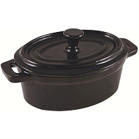 BAUMALU 385229 Котелок мини с крышкой, овальный, чугун, диаметр 12, цвет черный